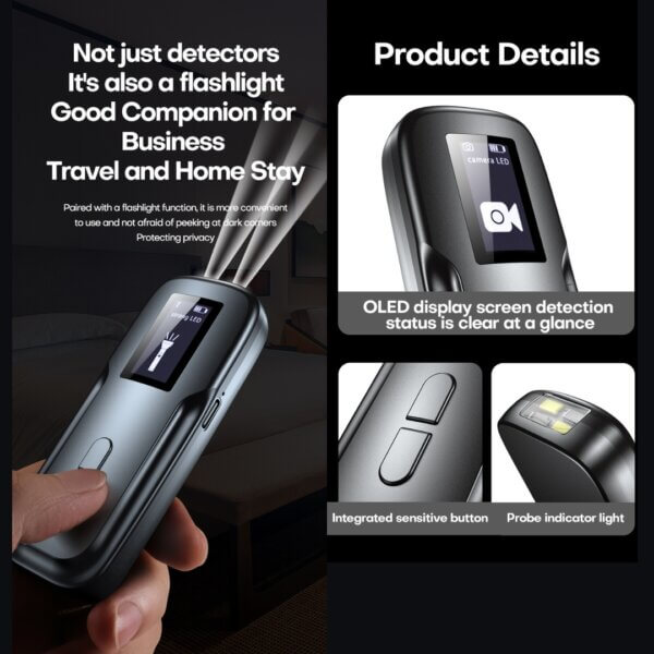 Hidden Camera Detector, Anti-Spy Camera Detector, Hidden Device GPS Detector, Bug Detector, Rf Wireless Signal Scanner, Camera Detector for Hotels, Home, Office, Easy to Use - Imagen 5