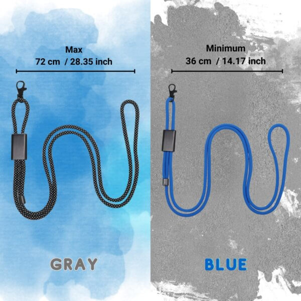 CODDE 2 Pack Phone Strap Lanyard - Premium Adjustable Crossbody and Neck Straps with Universal Phone Patches for All Smartphones (Blue+Gray), Medium-Large - Imagen 6