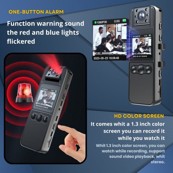 Body Camera Ultra HD with Audio and Video Recording 4K, Includes 128GB, WiFi Body Camera, Body Worn Camcorder, 6HR Battery, Night Vision, 180° Rotating Lens for Sports, Security and Civilians - Imagen 9